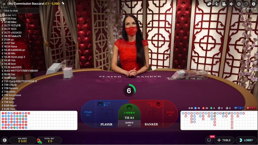 Live Dealer Baccarat Interface